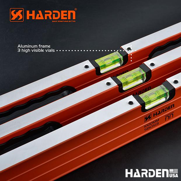 Nível de Alumínio Harden com 3 Ampolas Visíveis e Base Magnética