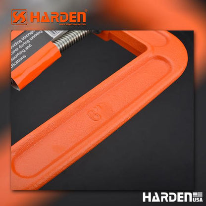 Grampo Sargento Tipo C HARDEN – Alta Resistência em Ferro Fundido para Metal e Madeira