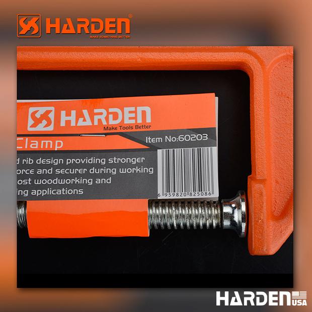 Grampo Sargento Tipo C HARDEN – Alta Resistência em Ferro Fundido para Metal e Madeira