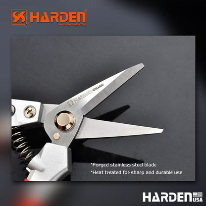 Tesoura de Jardinagem HARDEN 200 mm (8”) – Lâmina Forjada em Aço Inoxidável com Cabo em Liga de Zinco e Revestimento em PVC