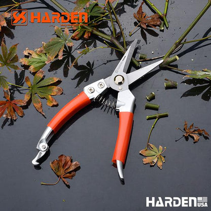 Tesoura de Jardinagem HARDEN 200 mm (8”) – Lâmina Forjada em Aço Inoxidável com Cabo em Liga de Zinco e Revestimento em PVC