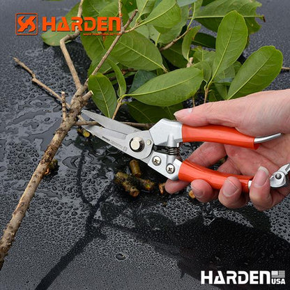 Tesoura de Jardinagem HARDEN 200 mm (8”) – Lâmina Forjada em Aço Inoxidável com Cabo em Liga de Zinco e Revestimento em PVC