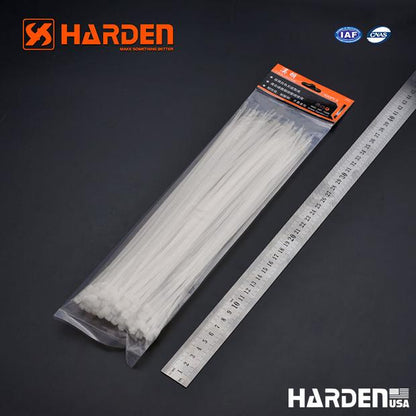 HARDEN Abracaçadeiras Plásticas Brancas 100 mm, 150 mm, 200 mm e 300 mm – Alta Resistência para Fixação de Cabos