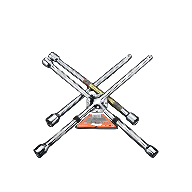 Chave de Roda Cruzada HARDEN em Aço Carbono Cromado – Modelos 14” e 18” com Encaixes 17/19/21 mm