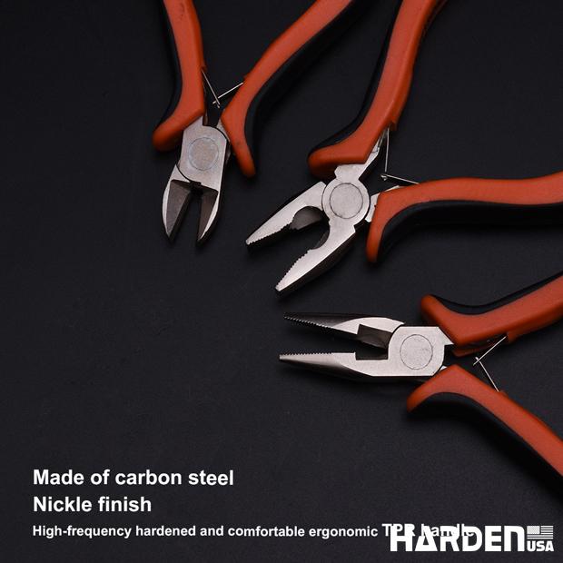 Kit de Mini Alicates 114 mm (4,5”) 3 Peças em Aço Carbono HARDEN com Cabo Ergonômico