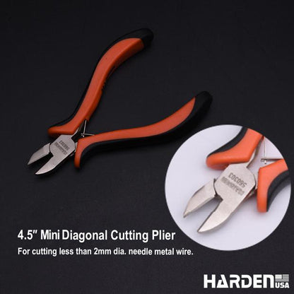 Kit de Mini Alicates 114 mm (4,5”) 3 Peças em Aço Carbono HARDEN com Cabo Ergonômico