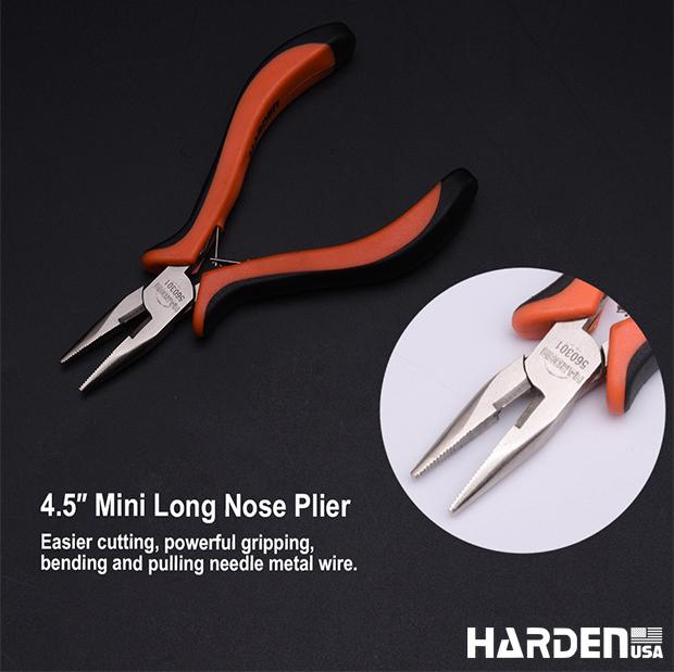 Kit de Mini Alicates 114 mm (4,5”) 3 Peças em Aço Carbono HARDEN com Cabo Ergonômico