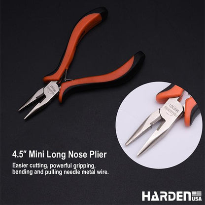 Kit de Mini Alicates 114 mm (4,5”) 3 Peças em Aço Carbono HARDEN com Cabo Ergonômico