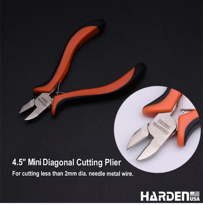 Kit de Mini Alicates 114 mm (4,5”) 3 Peças em Aço Carbono HARDEN com Cabo Ergonômico