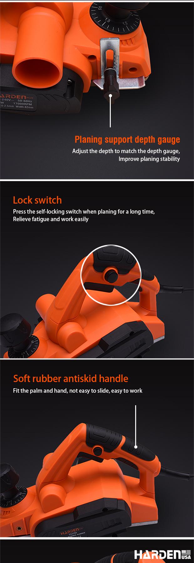 Plaina Elétrica 850W HARDEN – Largura de Corte 82mm e Velocidade de 17.000RPM