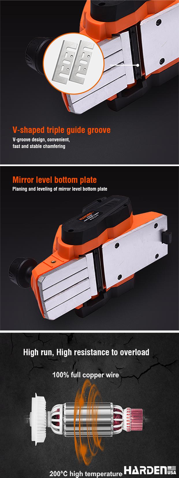 Plaina Elétrica 850W HARDEN – Largura de Corte 82mm e Velocidade de 17.000RPM