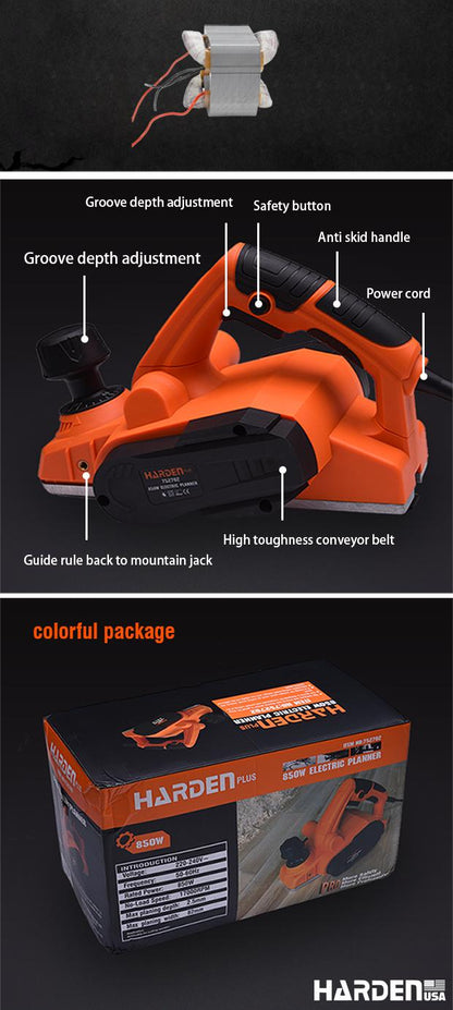 Plaina Elétrica 850W HARDEN – Largura de Corte 82mm e Velocidade de 17.000RPM