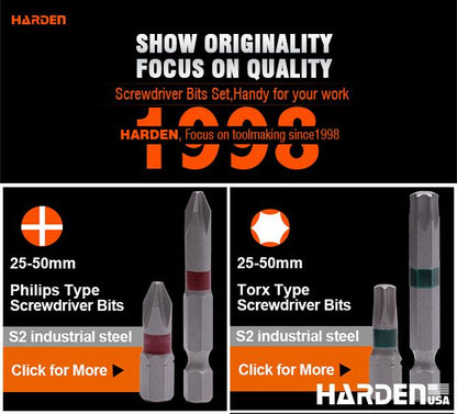 Jogo de Bits Philips HARDEN – Aço S2 Temperado