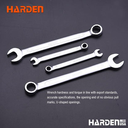 Chaves Combinadas HARDEN 6 a 50 mm – Aço Cromo-Vanádio (CrV40) Forjado com Acabamento Cromado Fosco