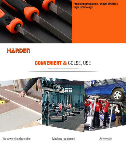 Lima Triangular HALF-SMOOTH HARDEN com Cabo Soft – Acabamento Preciso em Madeira e Plásticos (Linha Completa 6" a 12")