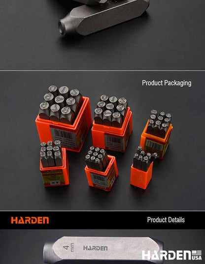 HARDEN Conjunto de Punções Numéricos em Aço CrV – Marcação Permanente em Metal e Madeira
