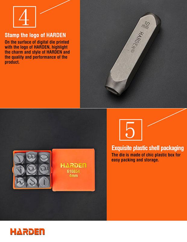 HARDEN Conjunto de Punções Numéricos em Aço CrV – Marcação Permanente em Metal e Madeira