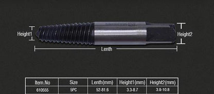 Kit de Extratores de Parafuso HARDEN 5 Peças – Rosca Grossa, Para Parafusos Quebrados