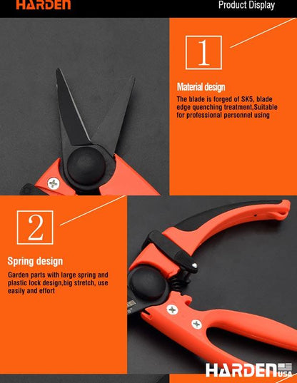 Tesoura de Jardim HARDEN – Corte Preciso em SK5 para Uso Profissional e Hobistas