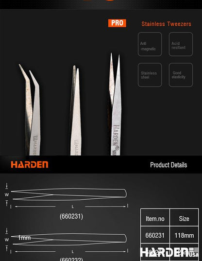 Pinça de Aço Inoxidável HARDEN – Alta Precisão para Trabalhos Técnicos e Manuais