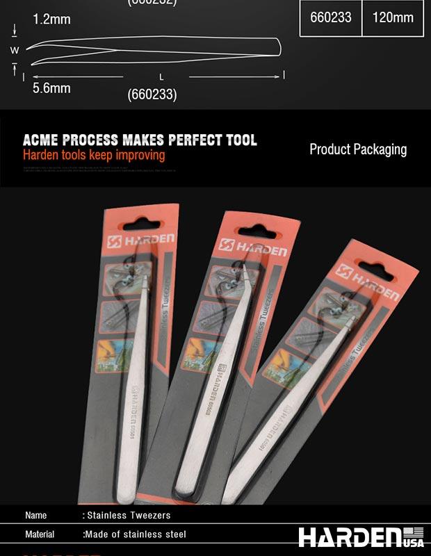 Pinça de Aço Inoxidável HARDEN – Alta Precisão para Trabalhos Técnicos e Manuais