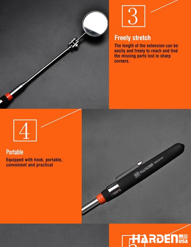 Espelho de Inspeção Telescópico HARDEN 175 a 490 mm Ajustável