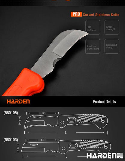 Canivete com Cabo Emborrachado HARDEN 195 mm para Corte e Desencape de Cabos