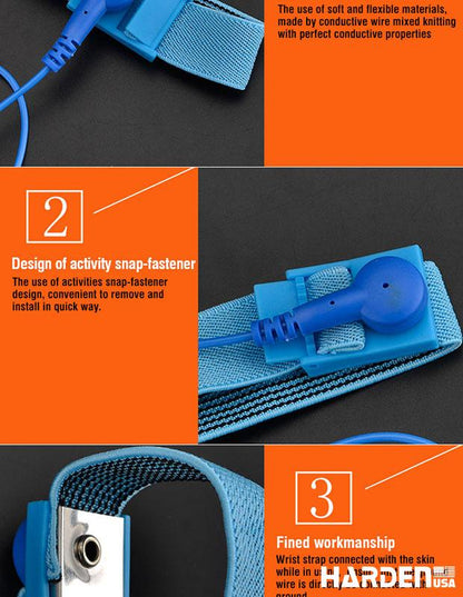 Pulseira Antiestática HARDEN com Ajuste Elástico e Conector Niquelado
