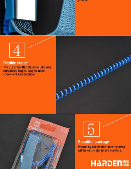 Pulseira Antiestática HARDEN com Ajuste Elástico e Conector Niquelado