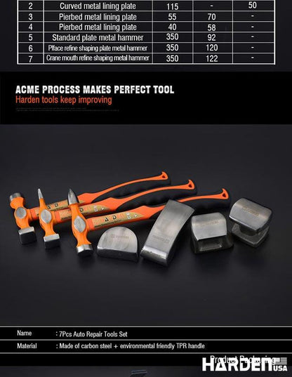 HARDEN – Kit Profissional 7 Peças para Funilaria Automotiva e Reparos de Lataria