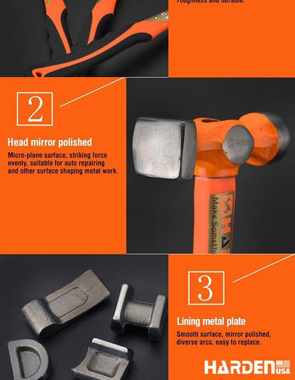 HARDEN – Kit Profissional 7 Peças para Funilaria Automotiva e Reparos de Lataria