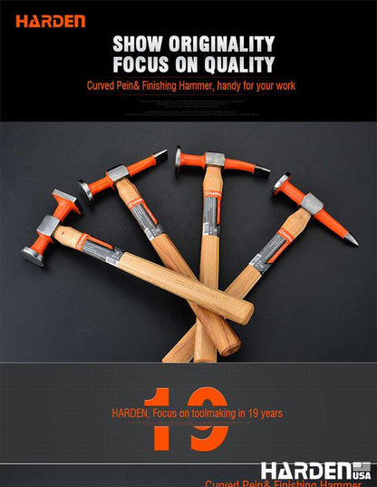 Martelo Curvo e de Acabamento 318×140×39 mm HARDEN com Cabo de Hickory