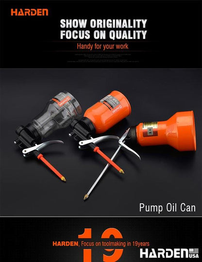 HARDEN Lubrificador Metálico 300 ml com Bico Flexível e Bomba de Latão