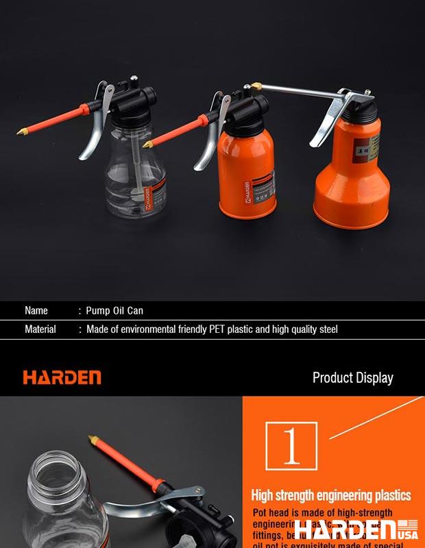 HARDEN Lubrificador Metálico 300 ml com Bico Flexível e Bomba de Latão