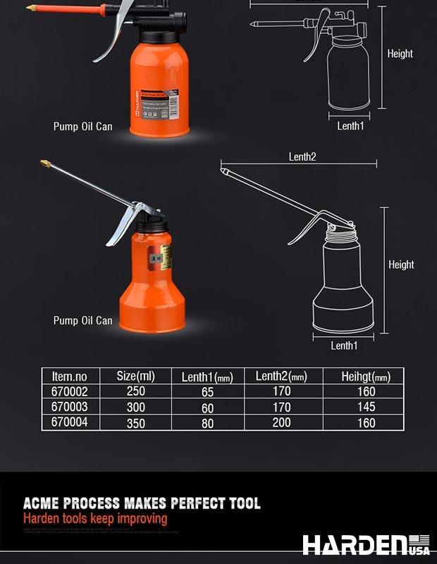 HARDEN Lubrificador Metálico 300 ml com Bico Flexível e Bomba de Latão