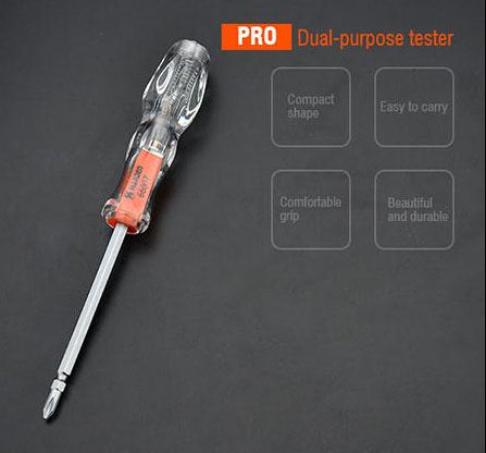 Testador Elétrico Duplo 205 mm – Chave de Teste com Função Fenda e Philips para Tensão de 100 V a 250 V