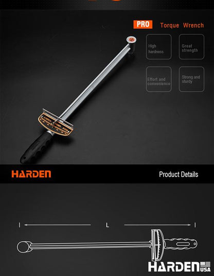 Chave de Torque HARDEN 0–300 N·m em Aço Cromo-Vanádio (Cr-V) de Alta Precisão