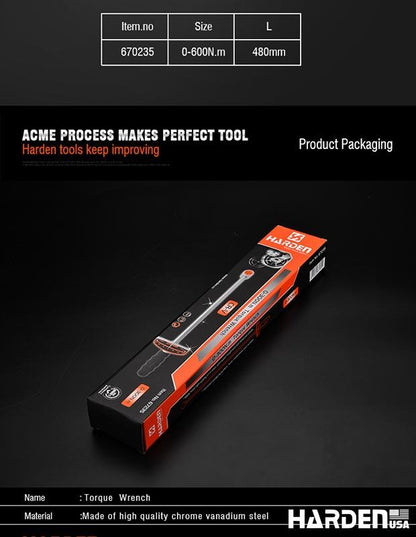 Chave de Torque HARDEN 0–300 N·m em Aço Cromo-Vanádio (Cr-V) de Alta Precisão