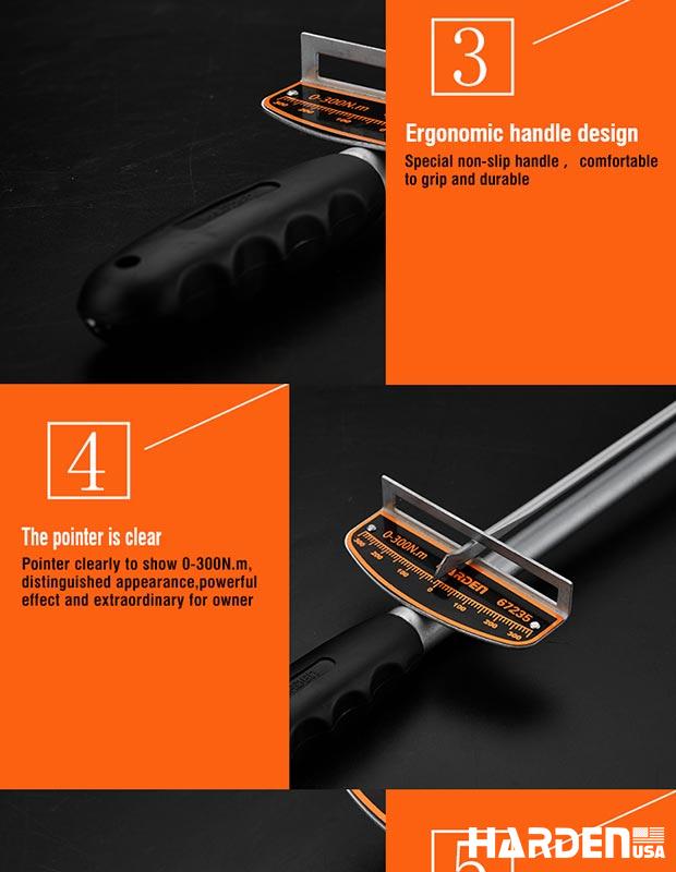 Chave de Torque HARDEN 0–300 N·m em Aço Cromo-Vanádio (Cr-V) de Alta Precisão