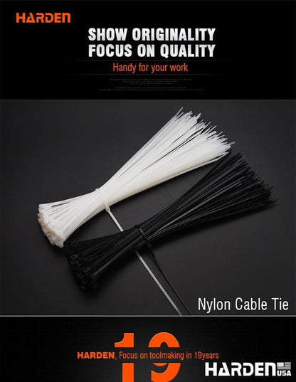 HARDEN Abracaçadeiras Plásticas Brancas 100 mm, 150 mm, 200 mm e 300 mm – Alta Resistência para Fixação de Cabos