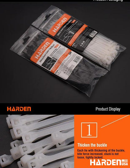 HARDEN Abracaçadeiras Plásticas Brancas 100 mm, 150 mm, 200 mm e 300 mm – Alta Resistência para Fixação de Cabos