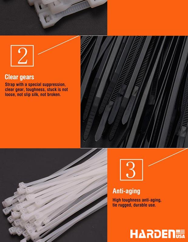 HARDEN Abracaçadeiras Plásticas Brancas 100 mm, 150 mm, 200 mm e 300 mm – Alta Resistência para Fixação de Cabos