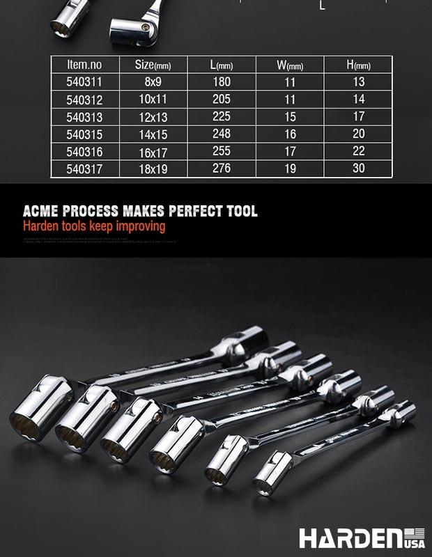 Chave Estriada Dupla HARDEN – Aberturas Precisão em Aço Cromo-Vanádio (CR-V)