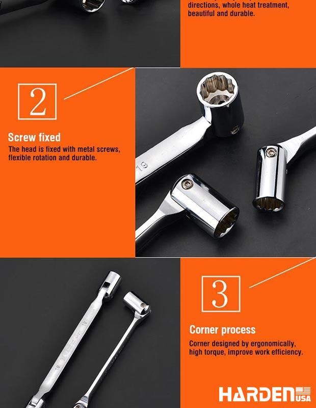 Chave Estriada Dupla HARDEN – Aberturas Precisão em Aço Cromo-Vanádio (CR-V)