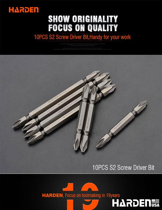 Kit com 10 Pontas PH2 (6 mm - 1/4") Harden em Aço S2 – 65 mm e 100 mm