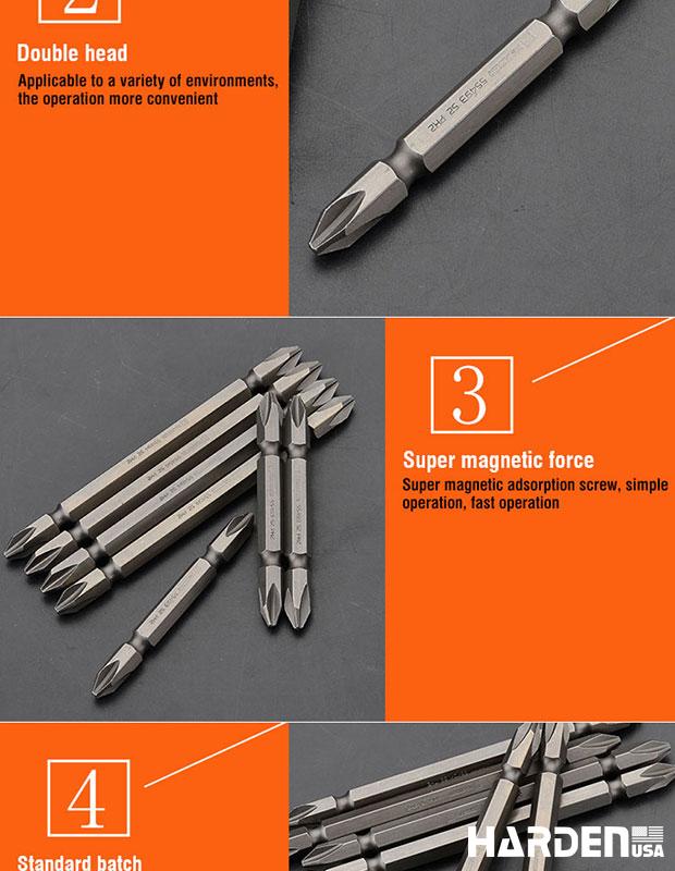 Kit com 10 Pontas PH2 (6 mm - 1/4") Harden em Aço S2 – 65 mm e 100 mm