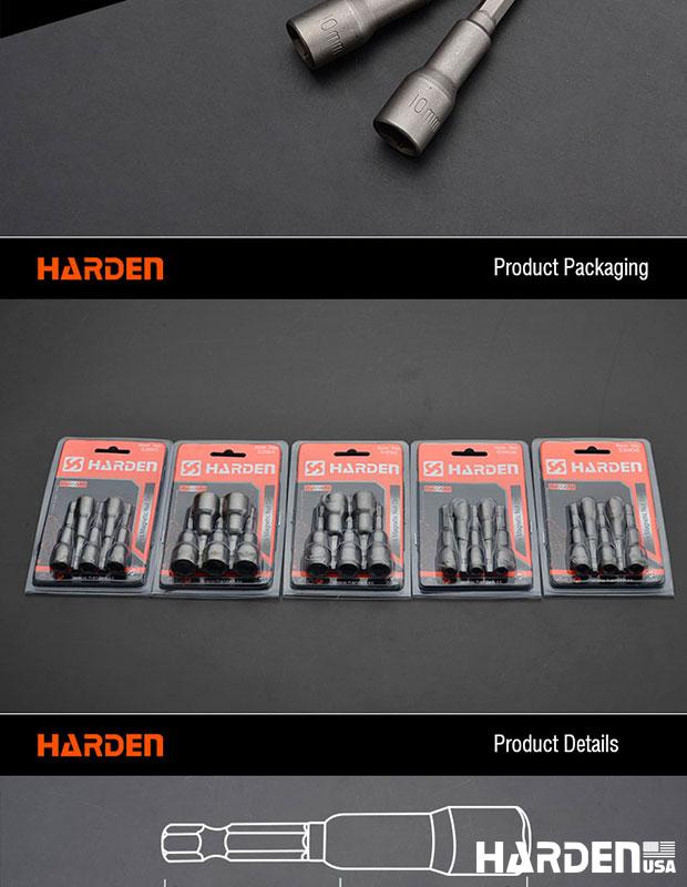 Jogo HARDEN com 5 Soquetes Magnéticos – Aço CR-V (Cromo-Vanádio) – Alta Resistência e Precisão