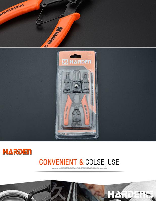 HARDEN Jogo de Alicates para Anéis Trava – Kit 5 Peças com Pontas Retas e Curvas