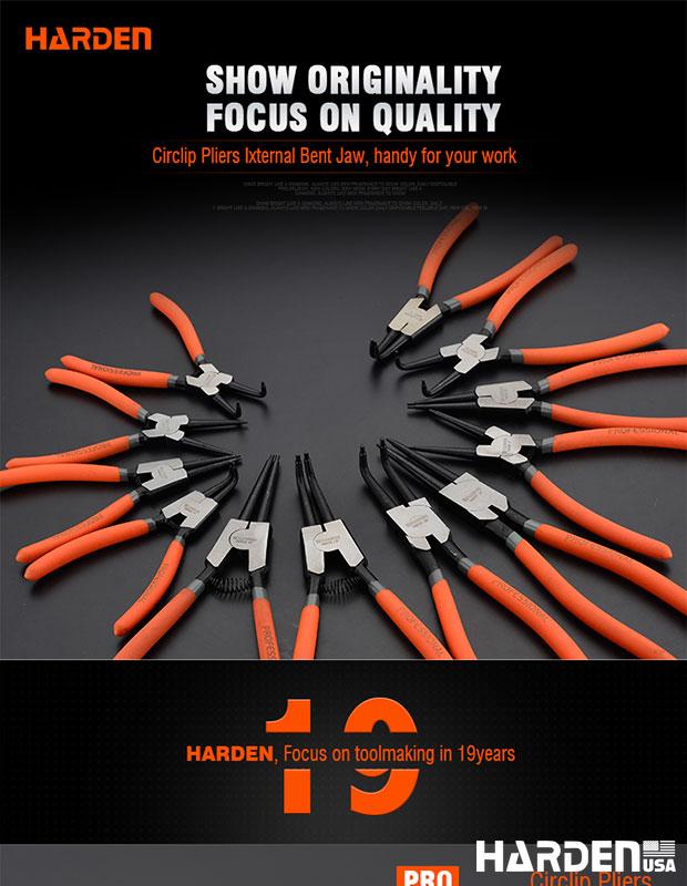 Alicate de Anel Interno Curvo HARDEN – Aço Carbono Temperado para Manutenção Profissional