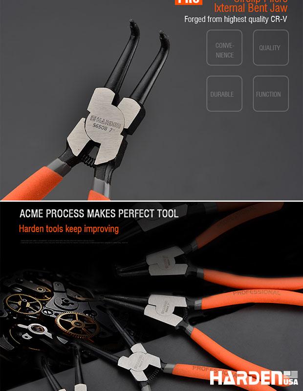 Alicate de Anel Interno Curvo HARDEN – Aço Carbono Temperado para Manutenção Profissional